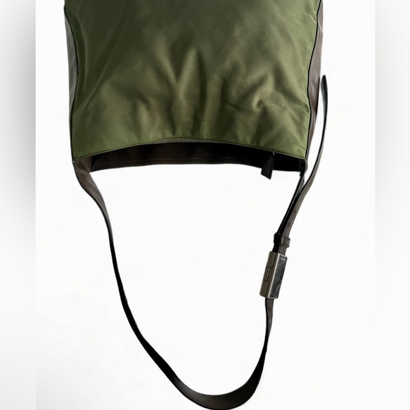 Prada Green Nylon Brown Leather Shoulder Bag - Picture 9 of 16